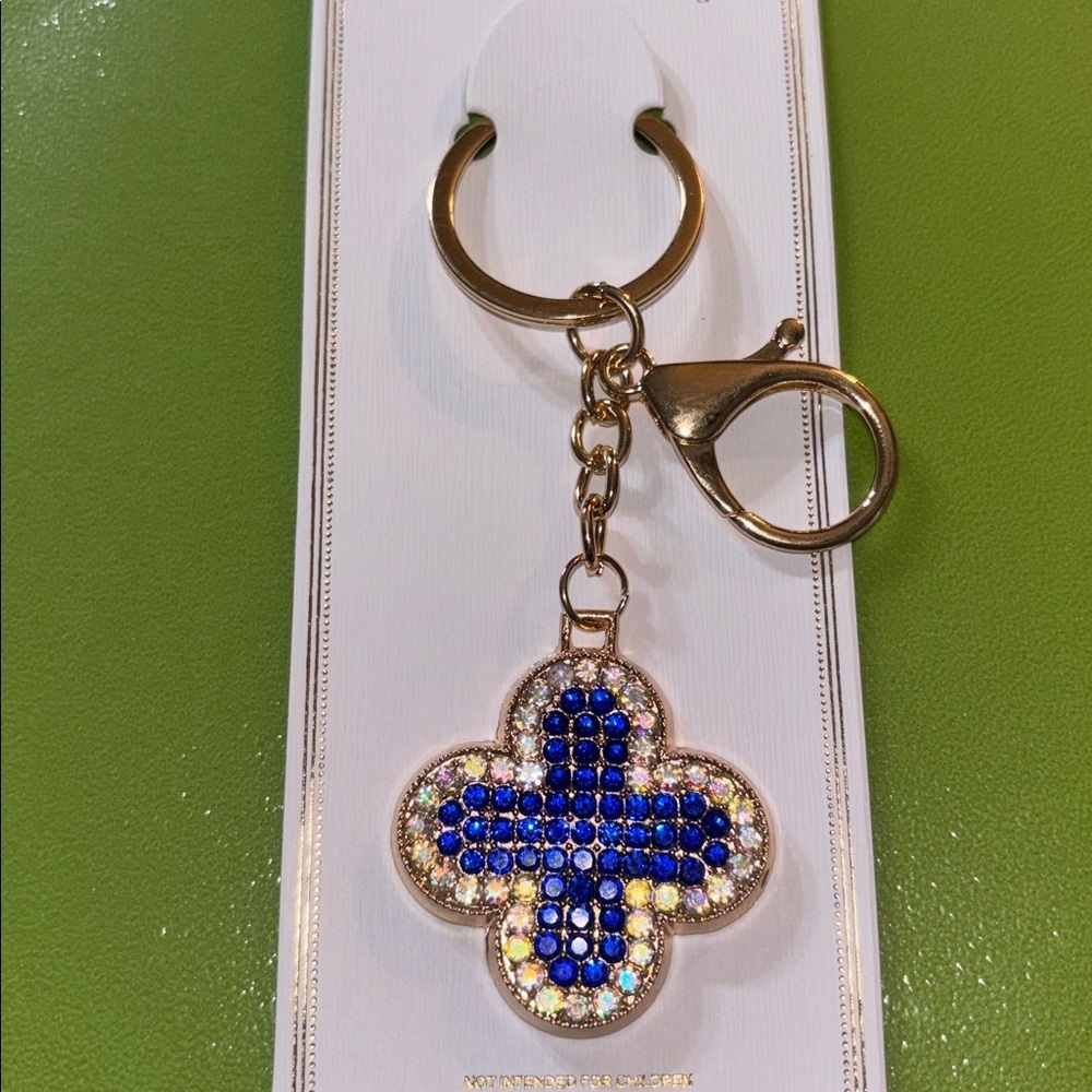 Blue and Gold Clover Keychain/Bag Charm